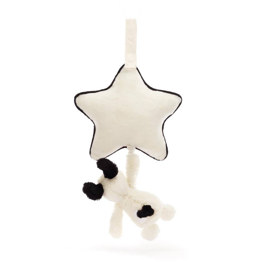 Jellycat Musical Pull Toy - Black and Cream Puppy for Babies | Jellycat Stockist in Newcastle, NSW Australia