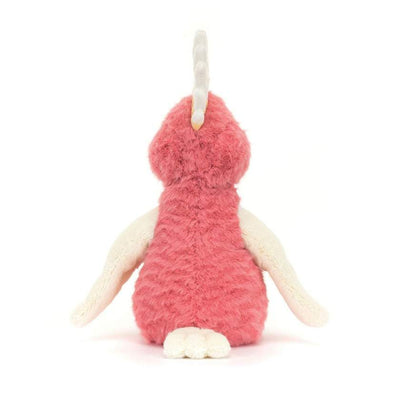 Pink plush toy resembling a bird on a white background. Squawkatoo Jellycat. Jellycat Stockist in Newcastle, NSW at Zebra Finch Style