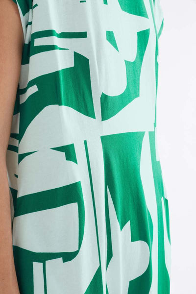 Joia Jersey Dress in Green Braque Print by Elk the Label