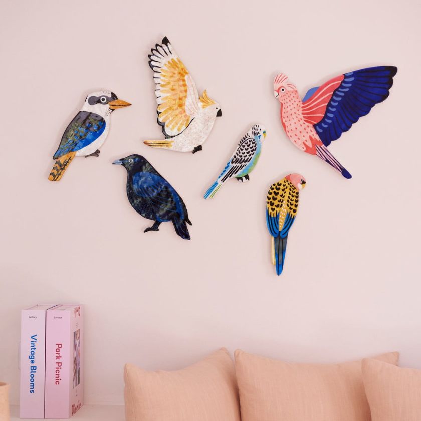 Jones and Co Aerial Lorikeet Wall Art with other birds