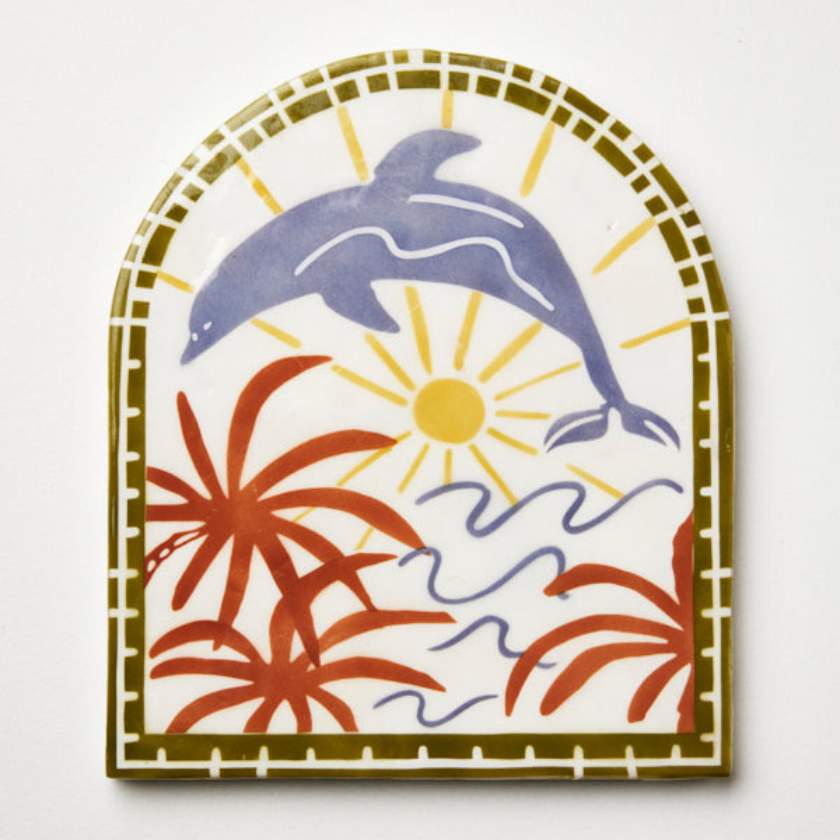 Jones and Co Dolphin Tile - Wall art made with capiz shell