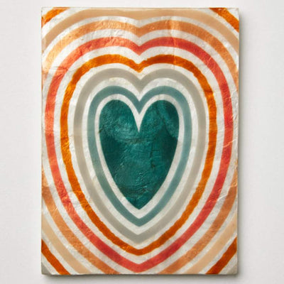 Jones and Co Golden Heart Tile - Wall art made from capiz shell