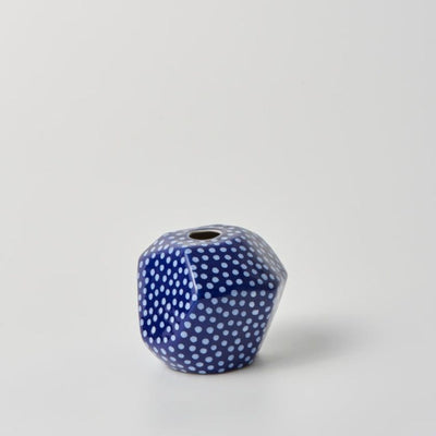 Jones and Co Facet Vase Small Blue Spot