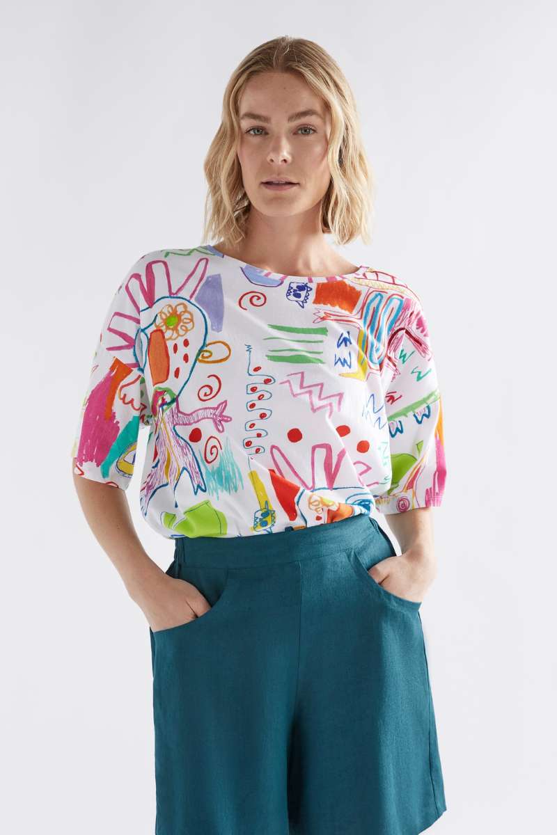 Kyla tee in sketch print by Elk the Label from their 2023 collection