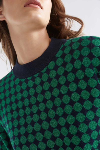 Leira Sweater in navy green metallic by Elk the Label