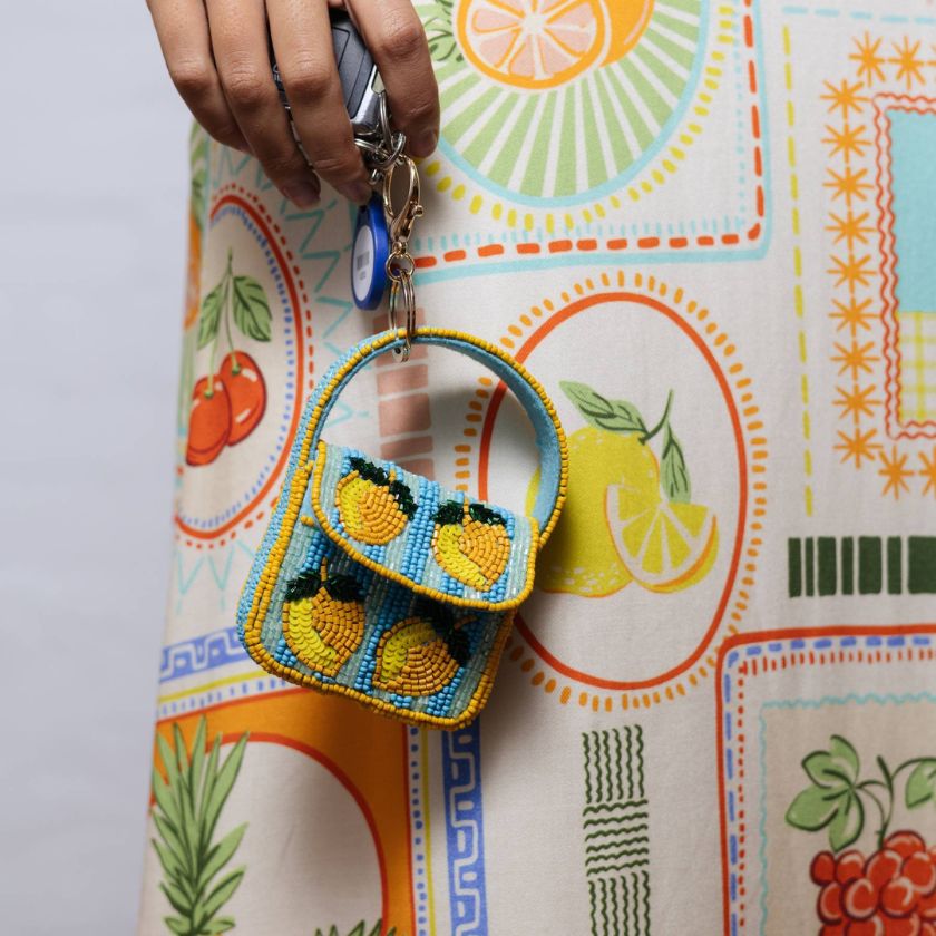 Zoda Lemon Mini Beaded Bag | Zebra Finch Style