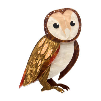 Maisie The Masked Owl Brooch resin brooch by Erstwilder from their 2025 Australiana collection. Stocked at Zebra Finch Style in Newcastle, NSW