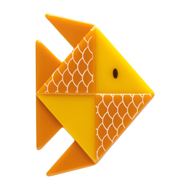 The memorable goldfish brooch by Erstwilder from their 2023 Origami collection