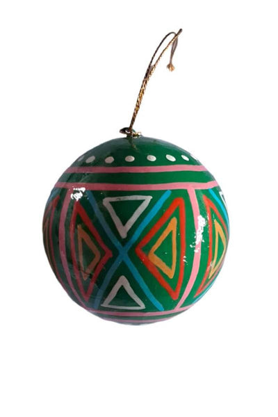 Decorative ball ornament chirstmas bauble with geometric pattern on a white background