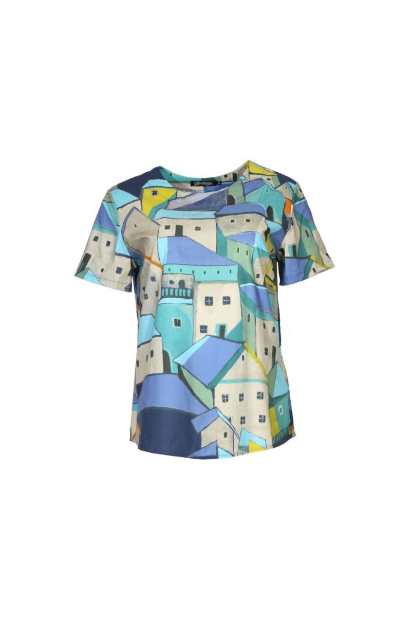 Olga De Polga Pueblito Top Blue in Cotton