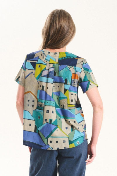 Olga De Polga Pueblito Top Blue in Cotton