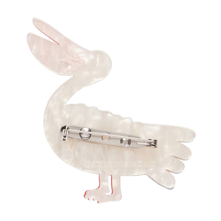 Back of Pelican Perfection Brooch by Erstwilder from their 2025 Jocelyn Proust collection