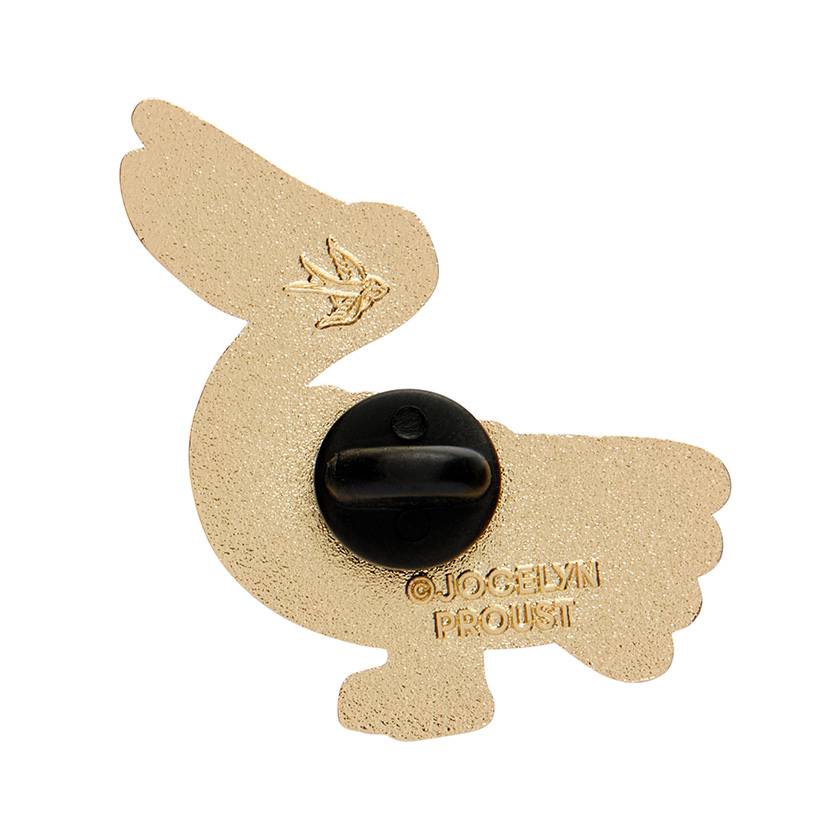 Back of Pelican Perfection Enamel Pin by Erstwilder from their 2025 Jocelyn Proust collection