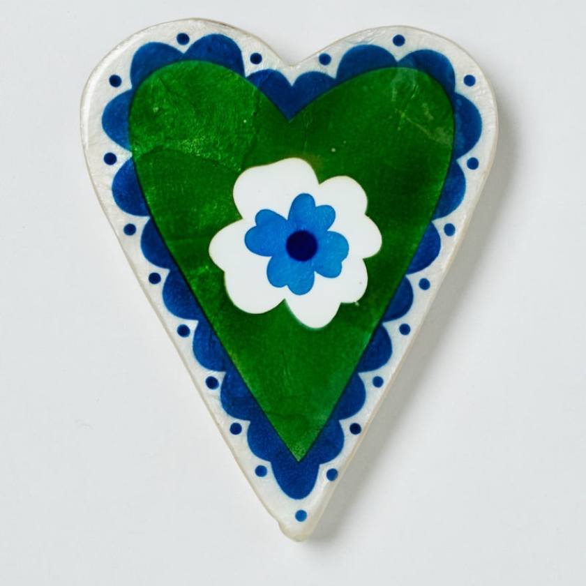 Poppy Green Heart by Jones and Co