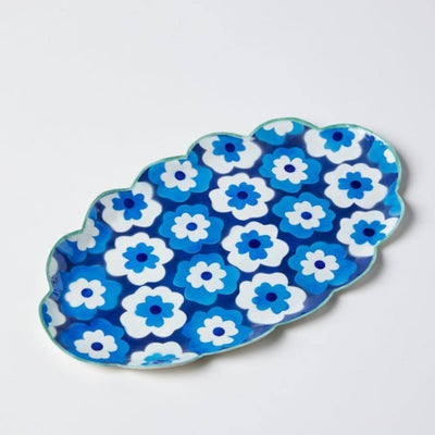 Poppy Heart Blue Tray by Jones and Co 