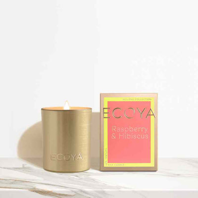 Mini Raspberry and Hibiscus Candle by Ecoya from their Holiday Collection