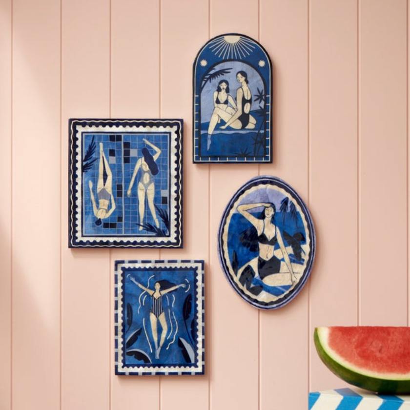 Resort View Oval Wall art and other blue pieces by Jones and Co, available at Zebra Finch