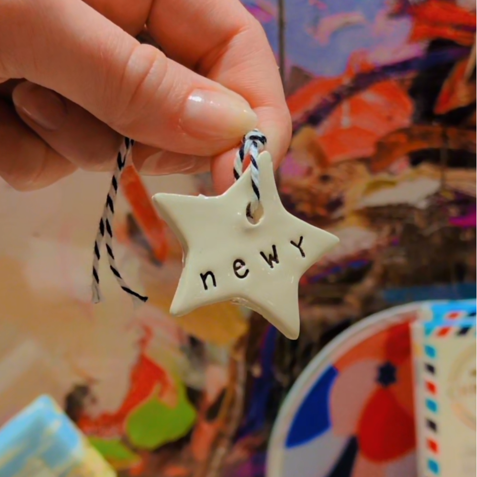 Handmade Ceramic Tag 'Newy' Small Star