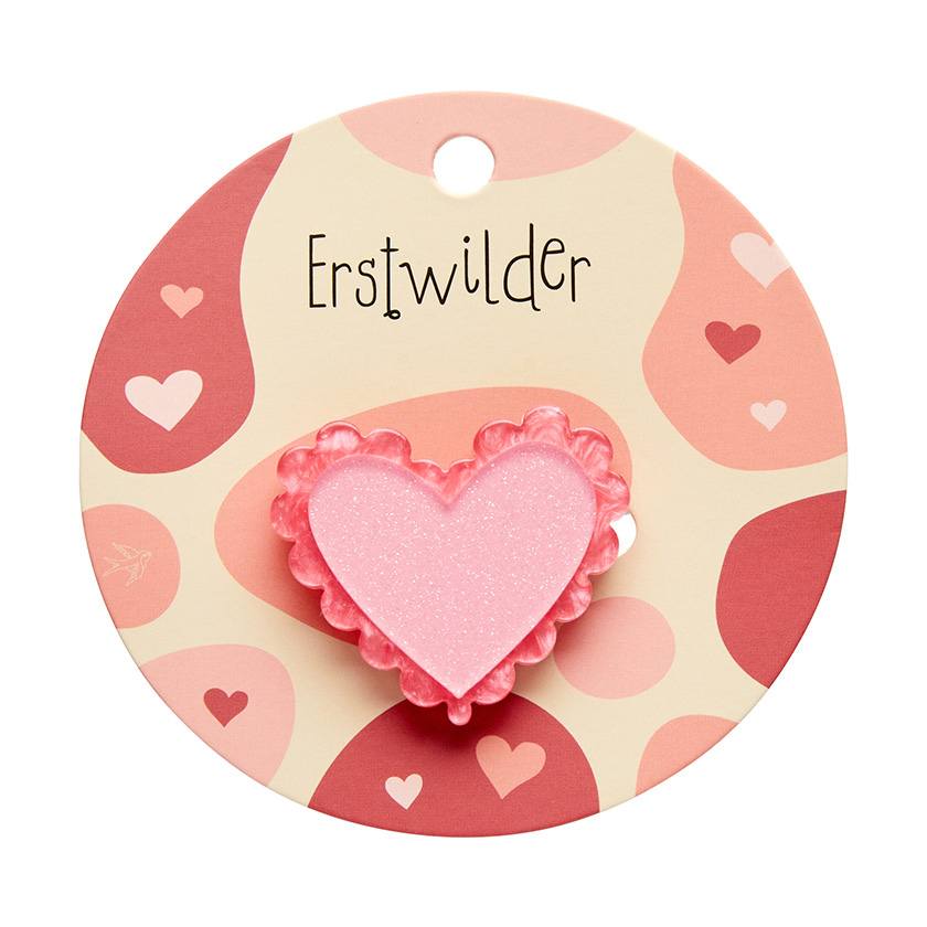 On card - Scalloped Heart Simplified Mini Brooch | By Erstwilder from their 2025 Valentine's Day collection