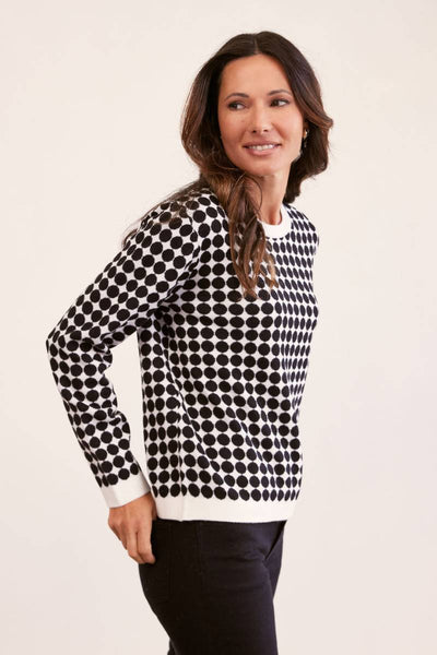 See Saw Black and White Spot Sweater | Stockist at Zebra Finch Marketown in Newcastle, NSW