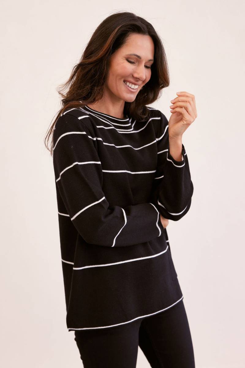 See Saw Black and White Stripe Pocket Sweater | Stockist in Newcastle, NSW at Zebra Finch Style