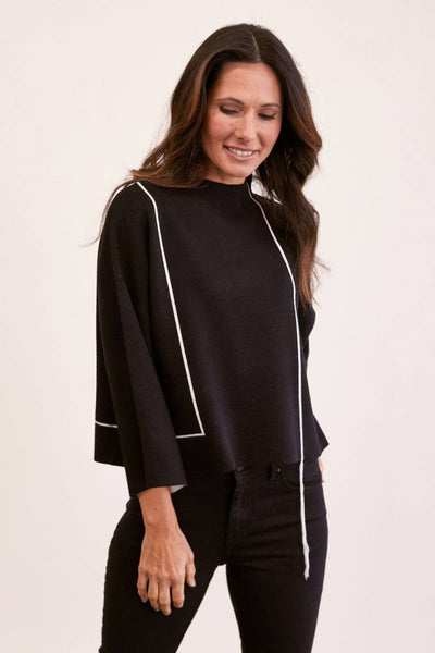 See Saw Black and White Stripe Poncho | Stockist in Newcastle, NSW at Zebra Finch Marketown