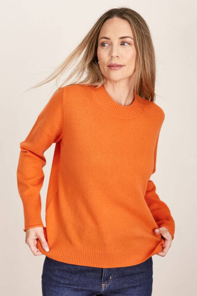 See Saw Merino Wool Jumper in bright orange tango | Stockist at Zebra FInch Marketown in Newcastle, NSW