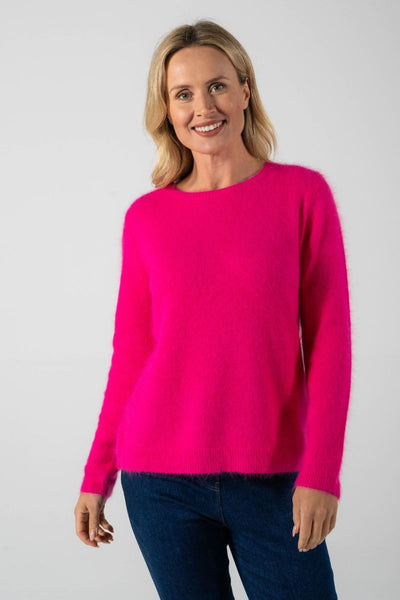 See saw pink jumper made of angora wool blend