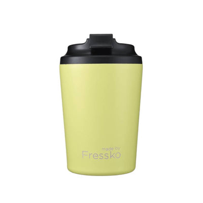 Made by Fressko Double walled insulated coffee cups with screw on lid. No spill coffee cup in sherbet colour