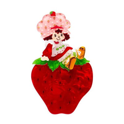 Sitting On A Strawberry Brooch by Erstwilder, from their 2024 Strawberry Shortcake Collection