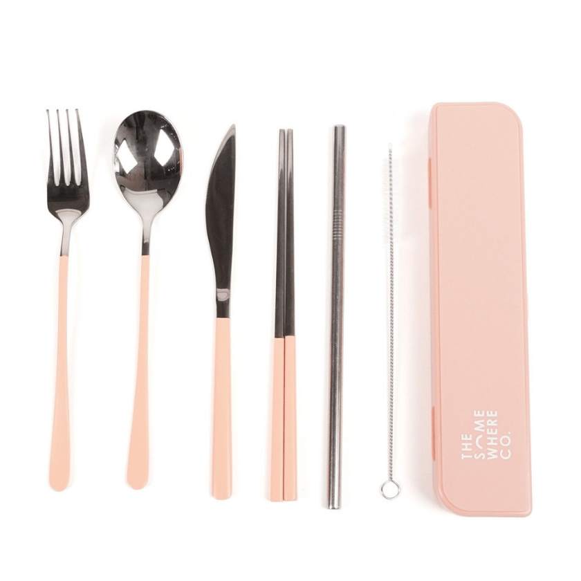 The Somewhere Co Cutlery Set in Silver with Blush Handle | Stockist at Zebra Finch Newcastle, NSW