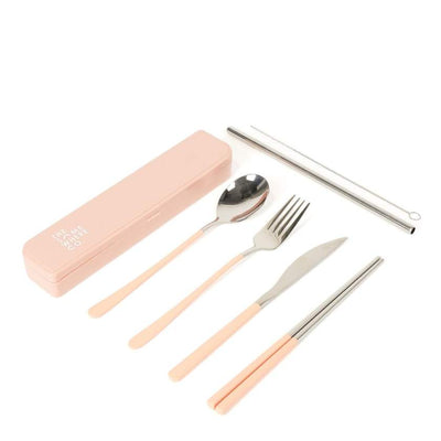 The Somewhere Co Cutlery Set in Silver with Blush Handle | Stockist at Zebra Finch Newcastle, NSW