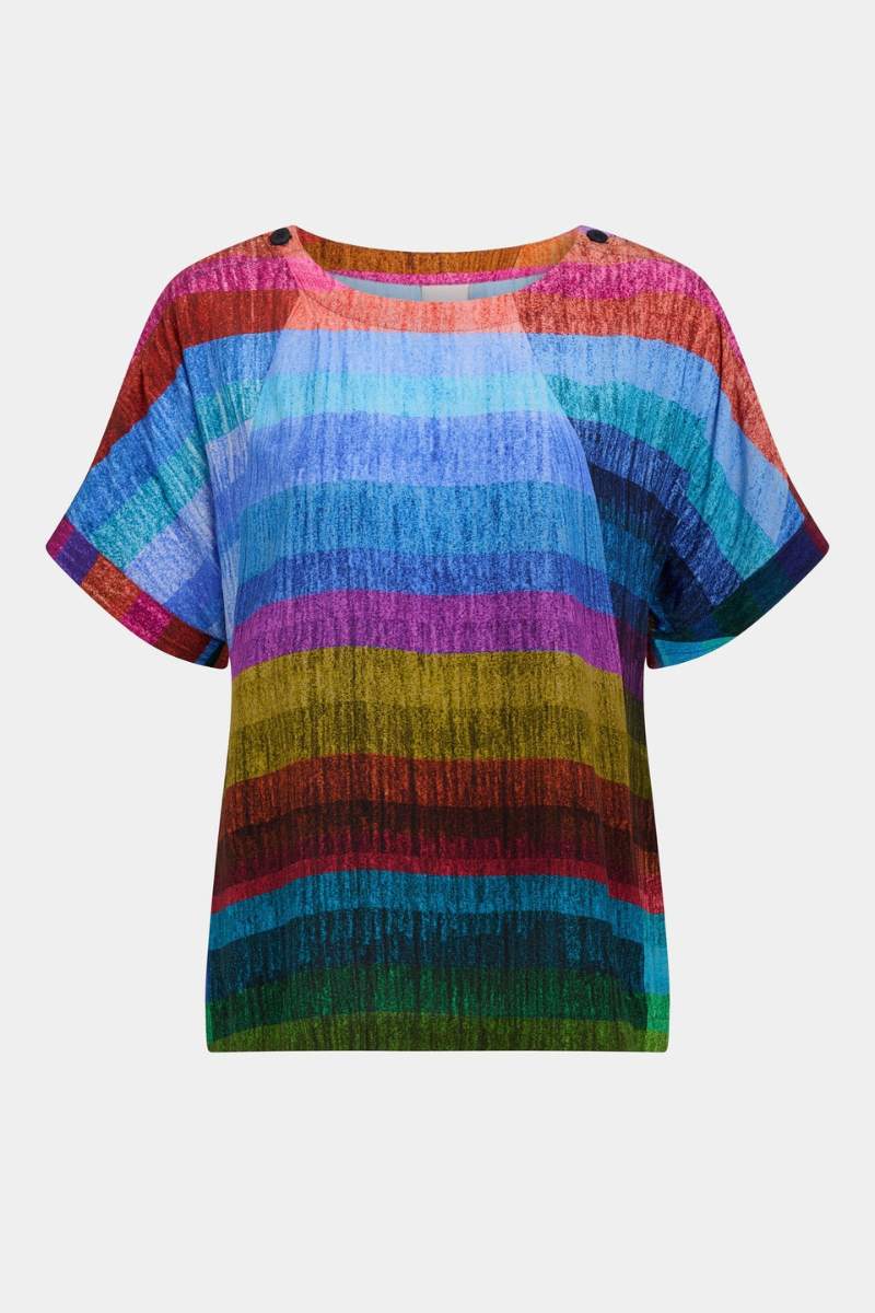 A colourful ELK striped shirt against a white background