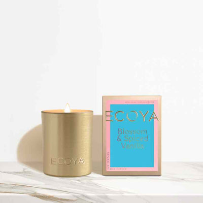 Blossom and Spiced Vanilla mini candle from Ecoya's Holiday Collection