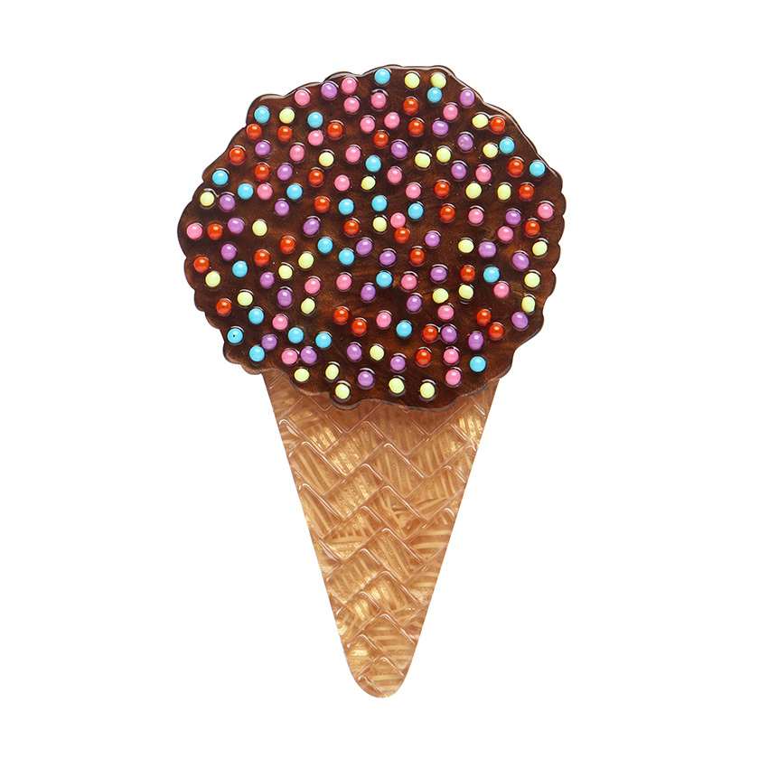 Sprinkles Ice Cream Cake Cone Brooch by Erstwilder from their 2024 Katherine Sabbath collection