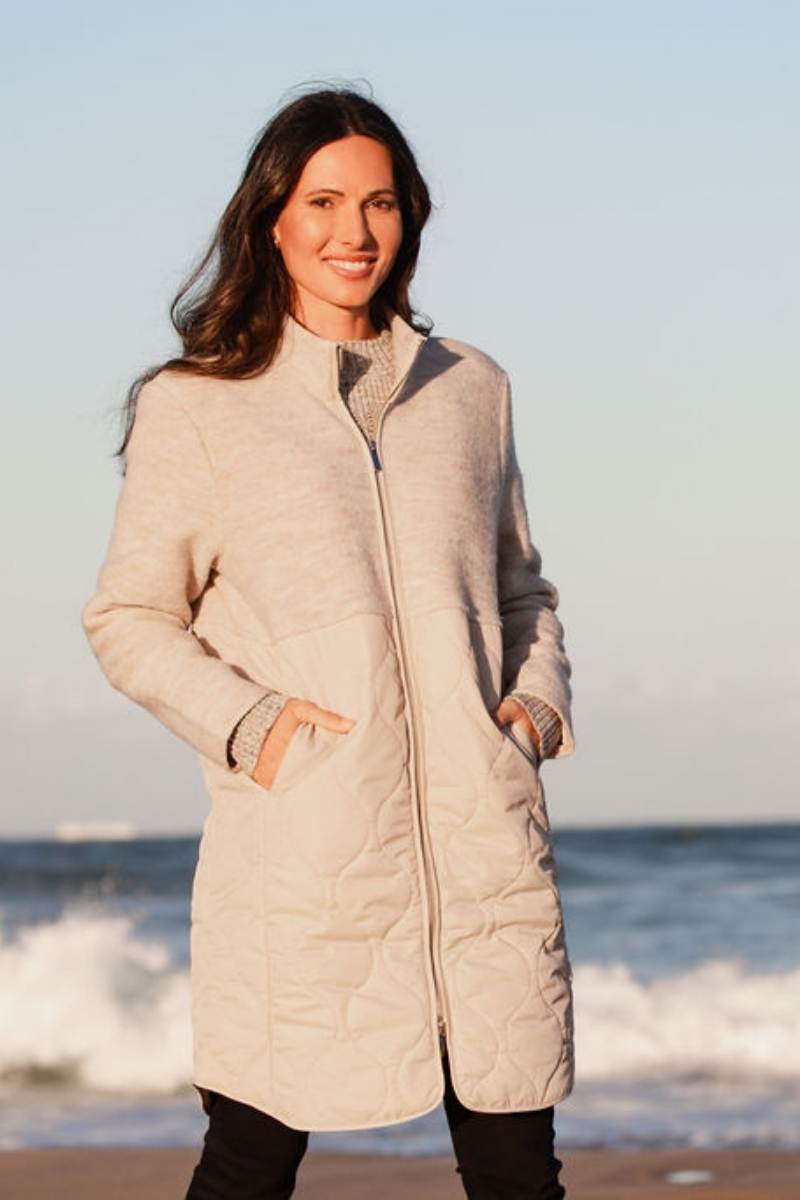 100% boiled wowol quilted coat in natural by Australian fashion label, See Saw