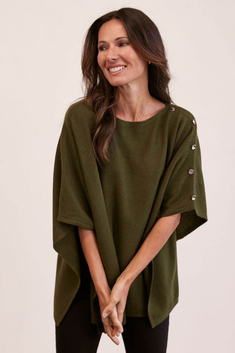 Merino wool khaki green poncho by See Saw