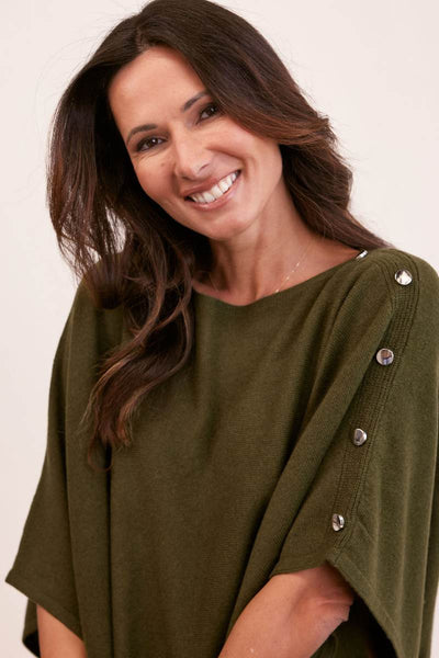 Merino wool khaki green poncho by See Saw