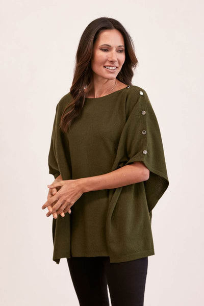 Merino wool khaki green poncho by See Saw