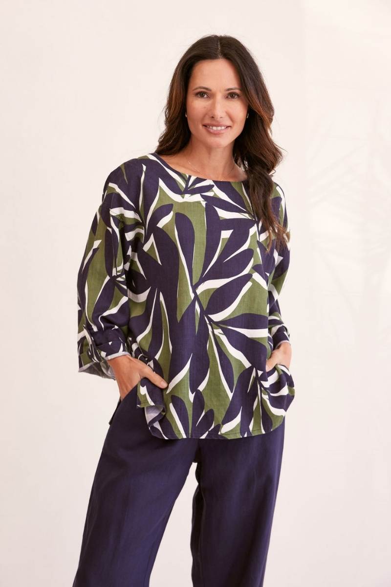 Tencel Khaki Leaf Top by See Saw