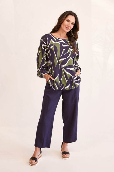 Tencel Khaki Leaf Top by See Saw
