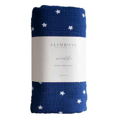 Navy Starry Night Muslin Swaddle by Alimrose