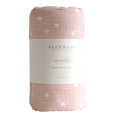 Pink Starry Night Muslin Swaddle by Alimrose