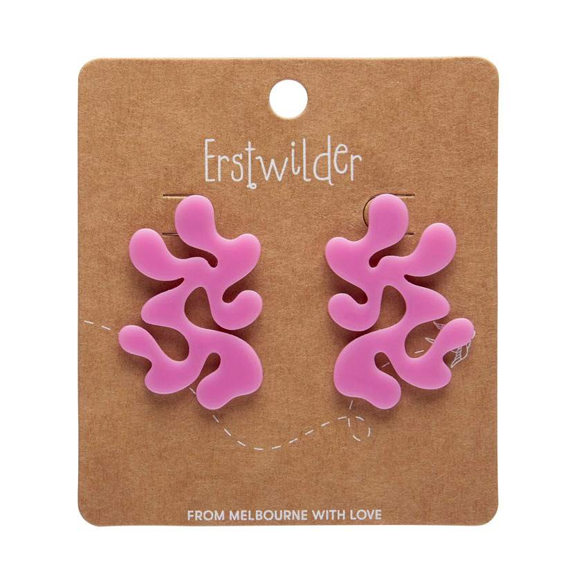 On card - Statement coral stud earrings in pink by Erstwilder from their 2025 Great Barrier Reef collection