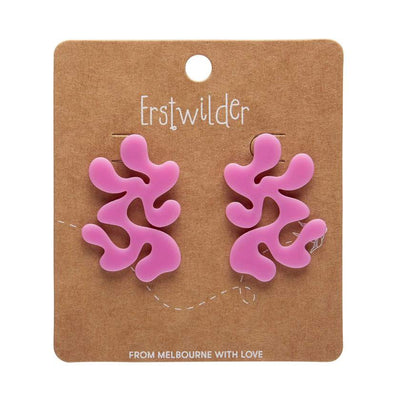 On card - Statement coral stud earrings in pink by Erstwilder from their 2025 Great Barrier Reef collection