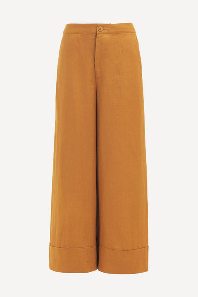 Strom Pants in Honey Gold Linen by Australian fashion label ELK, from their Autumn 2023 collection
