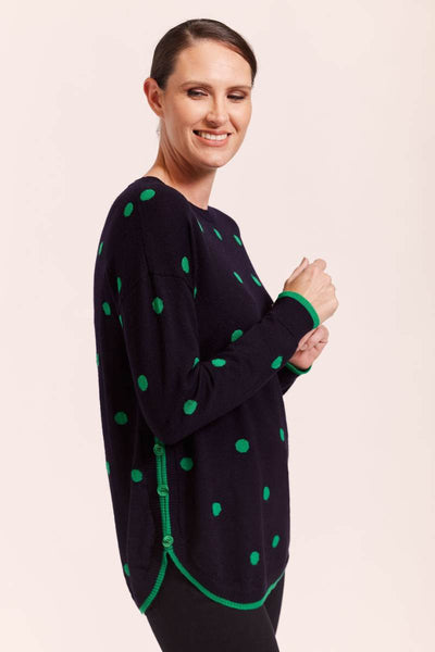 Emerald and navy spot sweater by See Saw