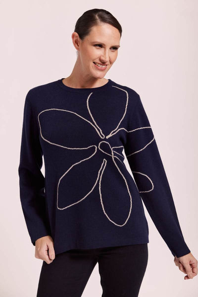 Navy flower sweater by Australian fashion label, See Saw