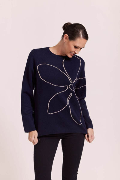 Navy flower sweater by Australian fashion label, See Saw