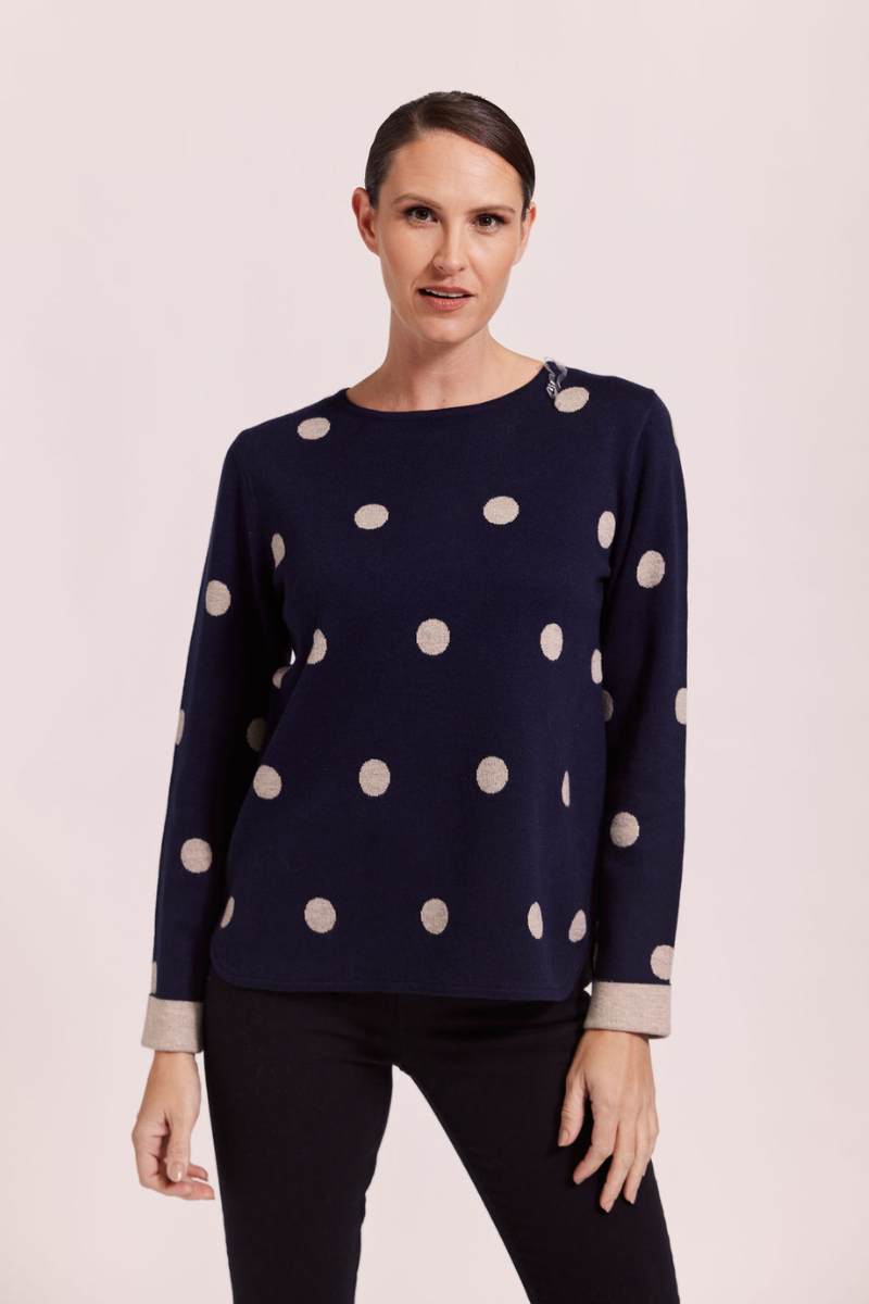 Navy Spot Sweater by Australian fashion label, See Saw